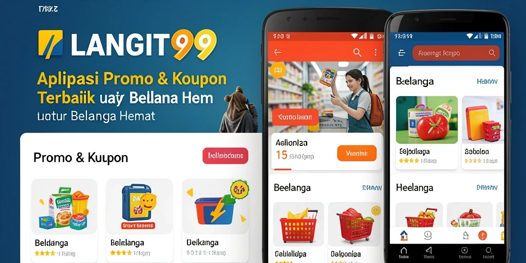 Antarmuka pengguna LANGIT99 menampilkan kupon menarik untuk belanja.