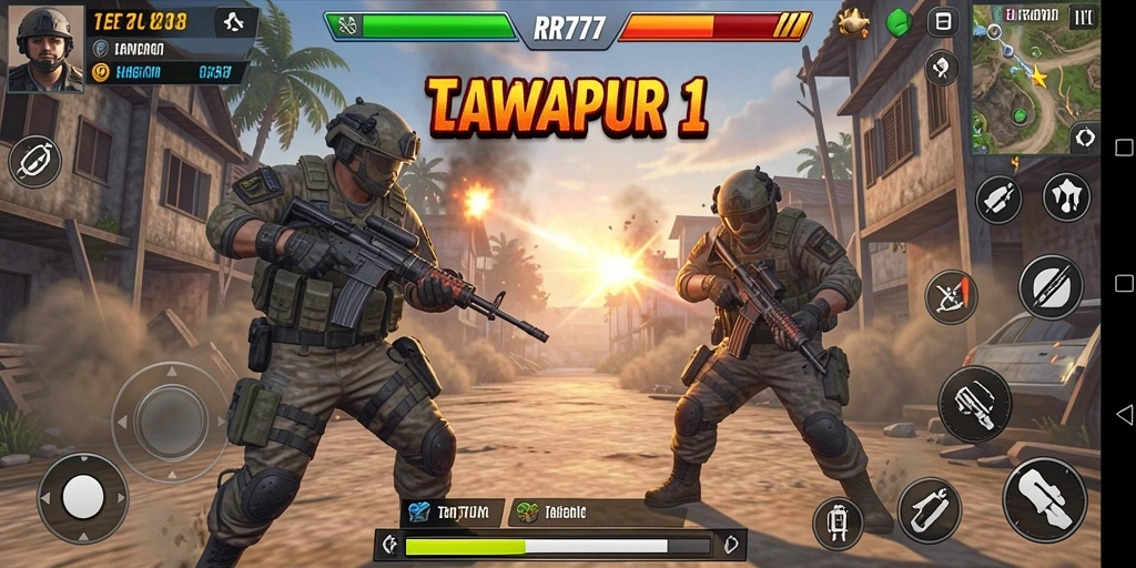 Antarmuka game yang menarik dan fungsi Tempur 1 Lawan 1 yang mudah diakses.