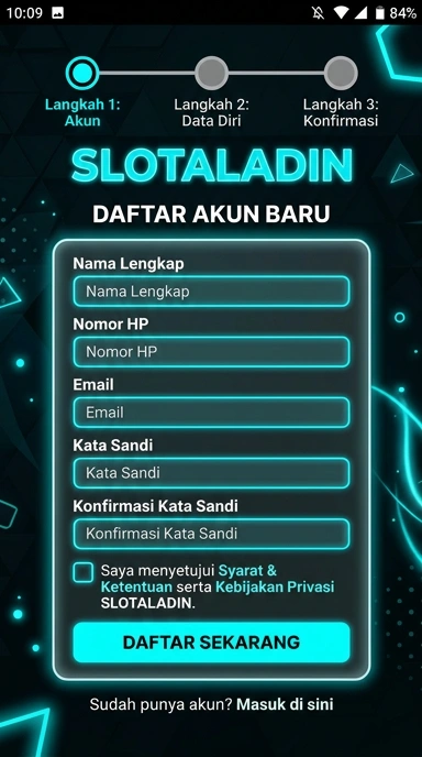 Tampilan halaman daftar slotaladin